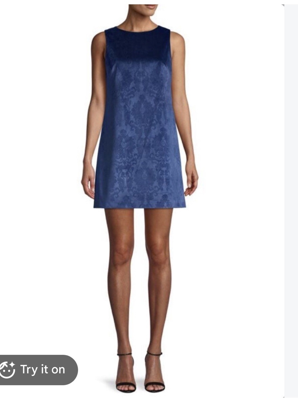 Alice + Olivia Clyde Sleeveless Damask Velvet Shift Dress Blue size 4